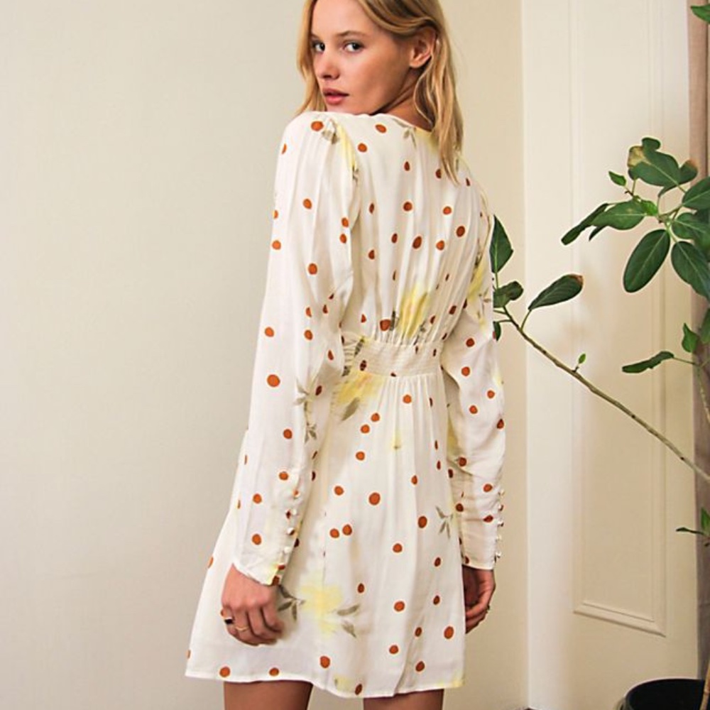 FREE PEOPLE Floral Long Sleeve Minidress in Sunshine Combo - Picture 6 of 9